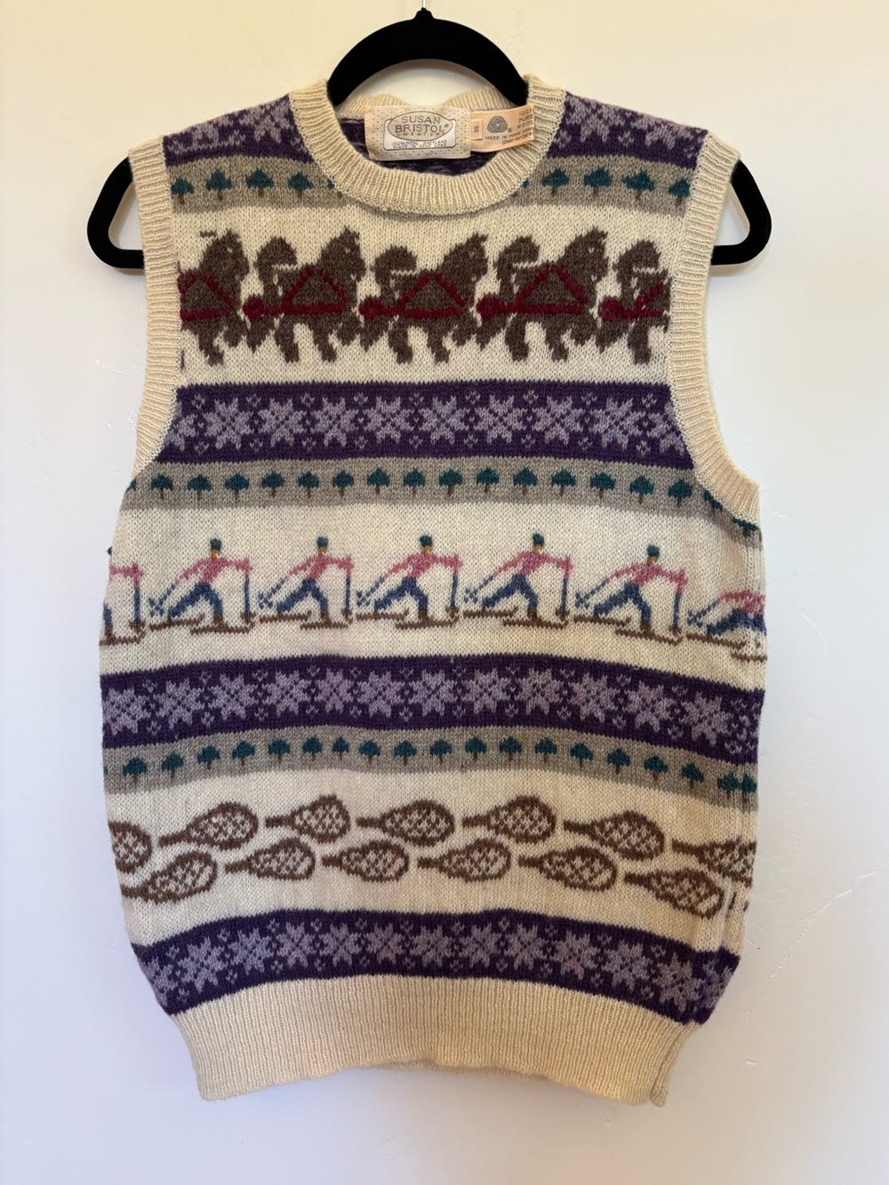 Vintage Susan Bristol Wool Sweater Vest 38 cross country Fair Isle Ski Après a15